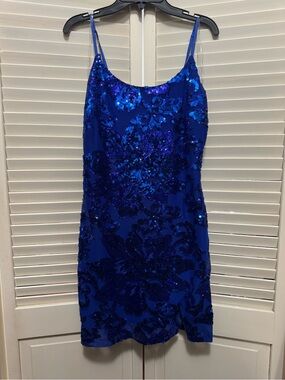 Royal Blue Sequin Slip Mini Dress